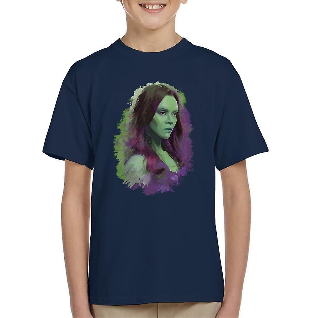 Marvel Guardians Of The Galaxy Vol 2 Gamora Kid's T-Shirt Navy Blue Medium (7-8 yrs)