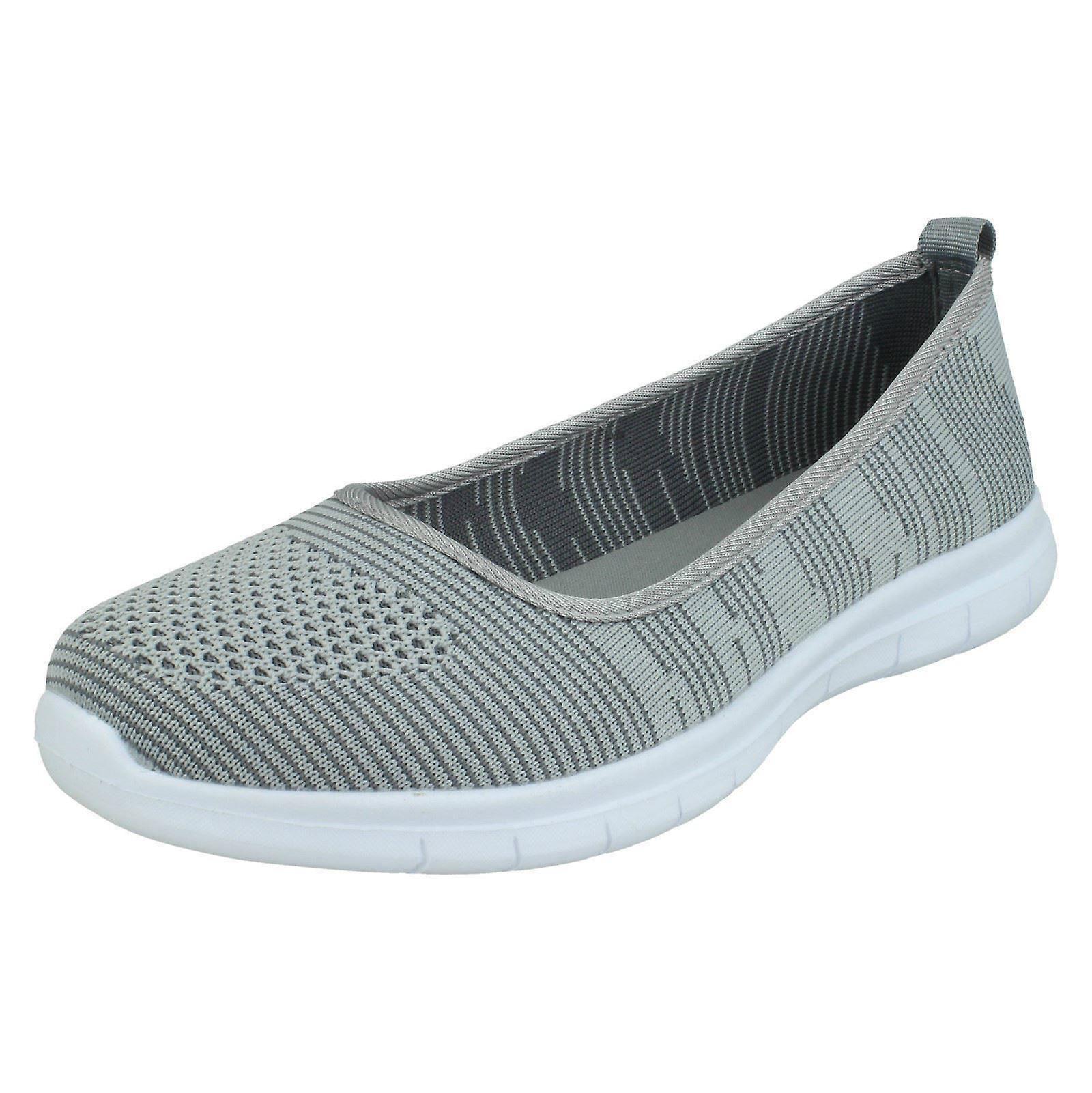 Ladies Spot On Casual Ballerina Shoes F7169 Grey UK 8