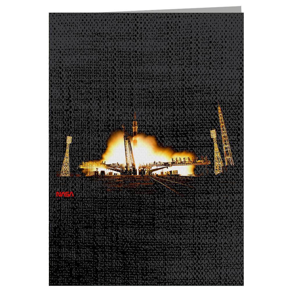 NASA Soyuz Rocket Launch Shot Greeting Card Black 14.5 x 21cm