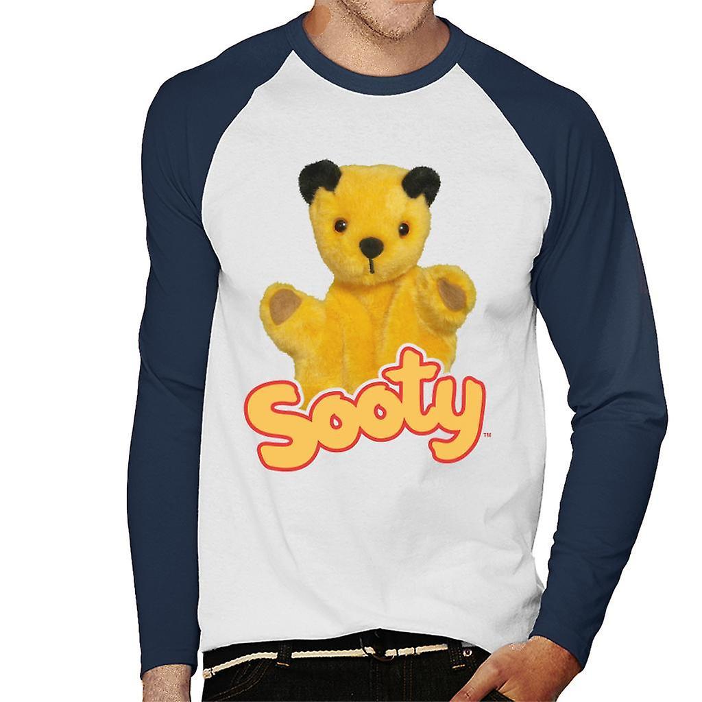 Sooty Wave Logo Men's Baseball Long Sleeved T-Shirt White/Navy Medium