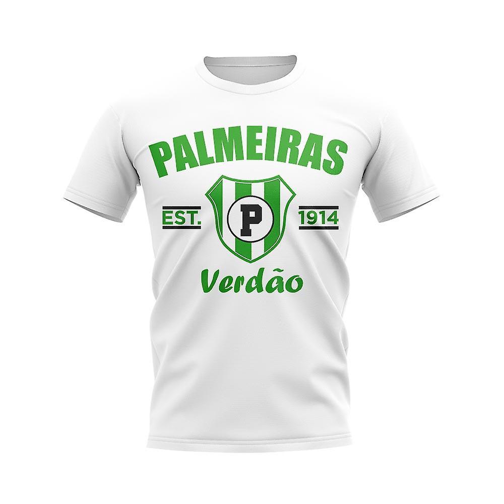 UKSoccerShop Palmeiras Established Football T-Shirt (White) Medium (38-40 inch)