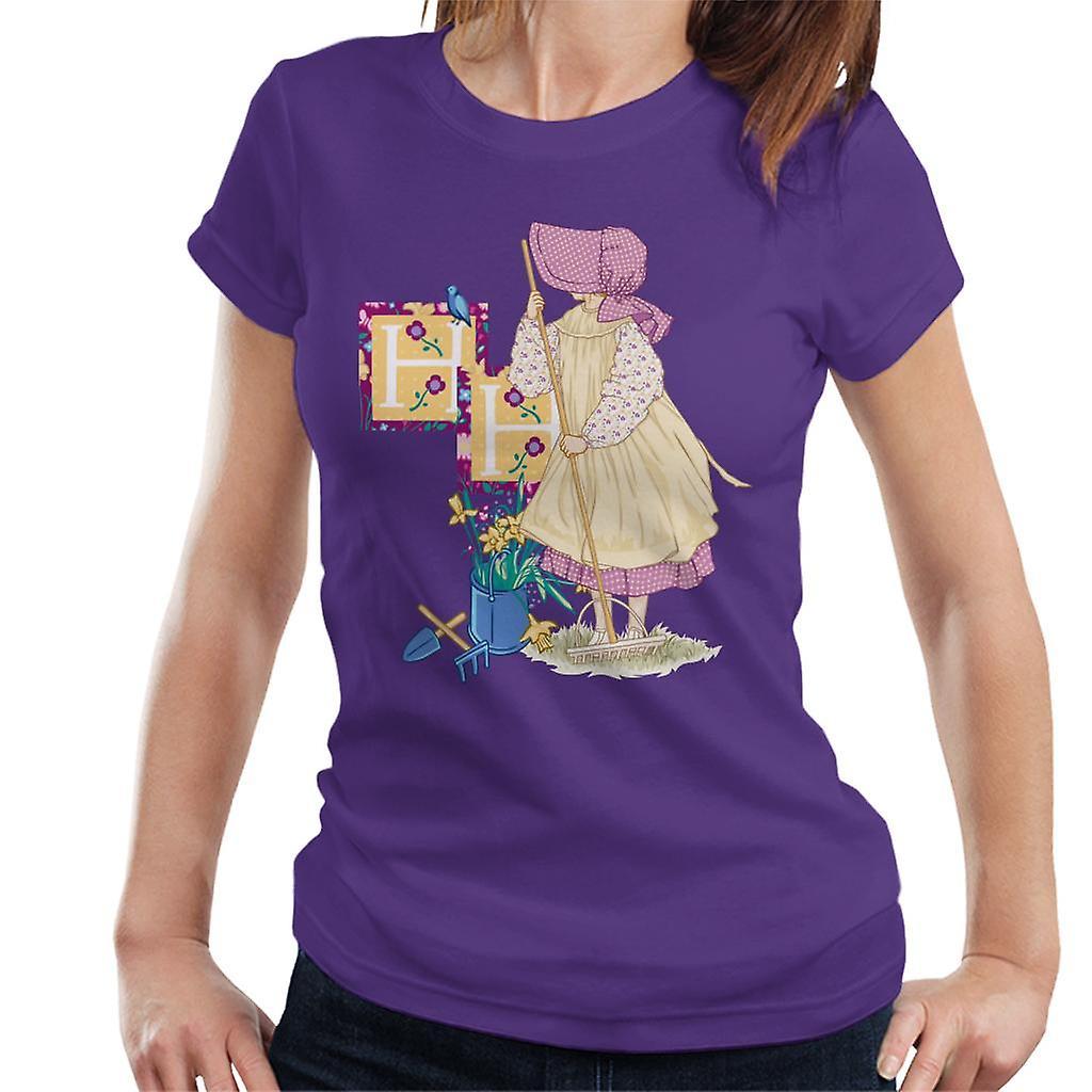 Holly Hobbie Gardening Women's T-Shirt Purple Small