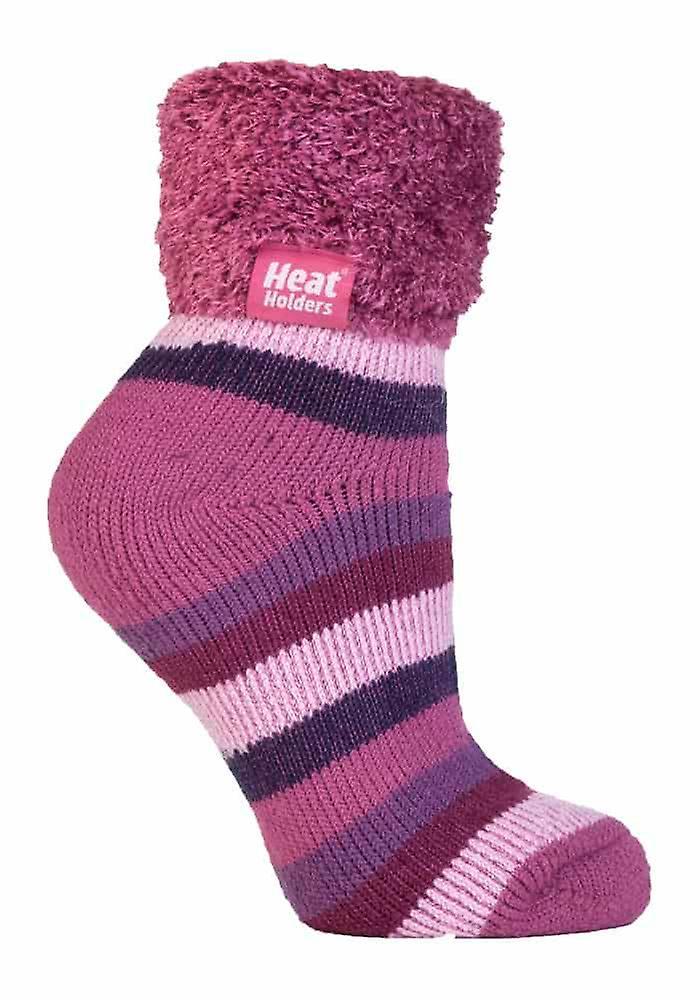 Heat Holders Ladies Thermal Low Cut Ankle Slipper Bed Socks Dark pink 4-8 uk