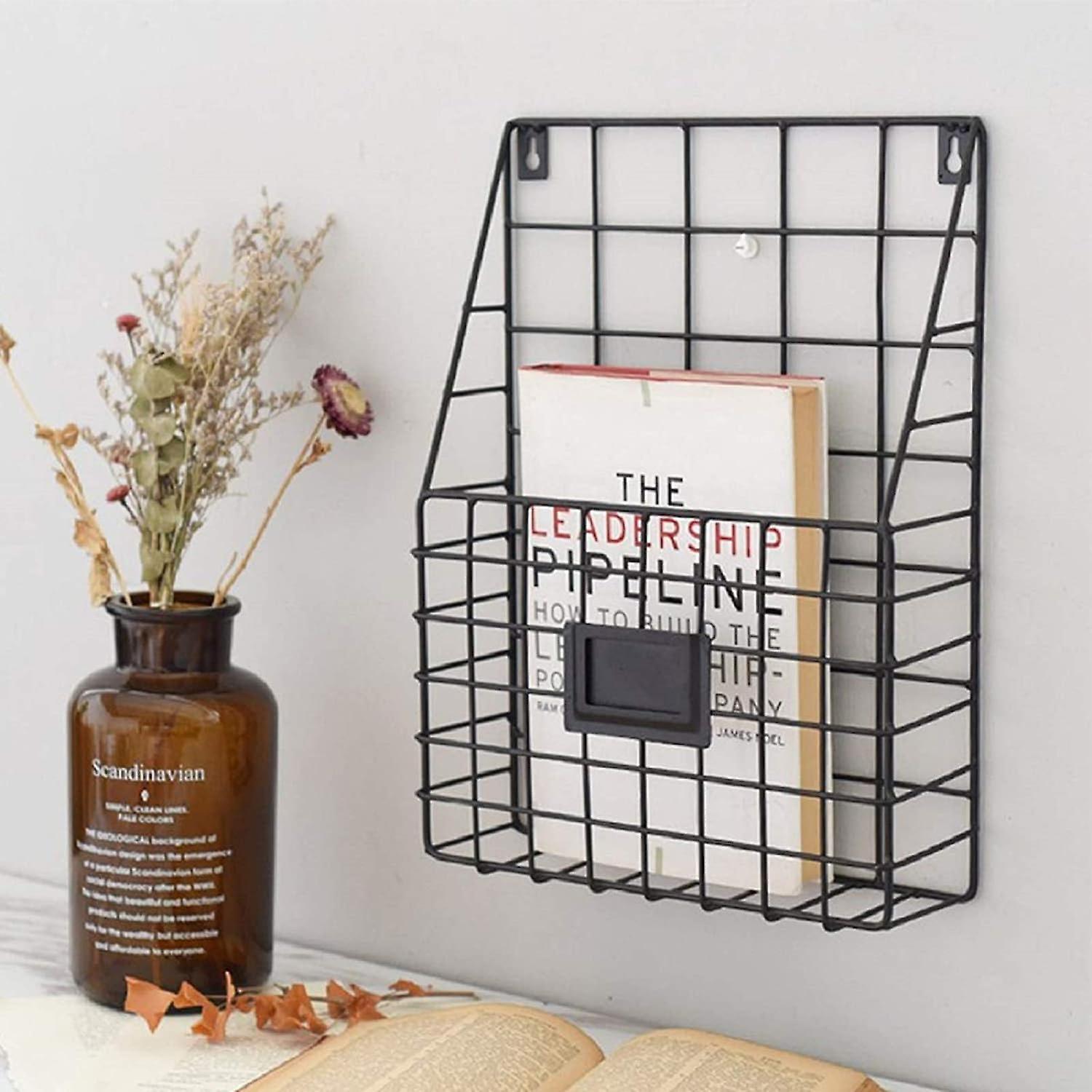 Wenkeay Wall-mounted Magazine Rack 30 * 25 * 10cm Metal Magazine Newspaper Holder Rack File Simple Newspaper Basket,magazine Rack (black)