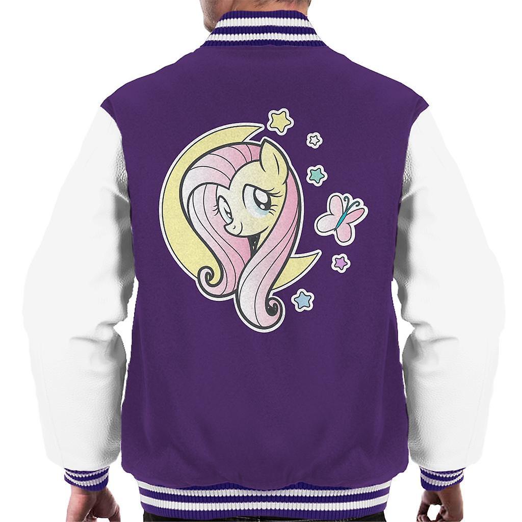 My Little Pony Fluttershy Half Moon Men's Varsity Jacket Purple/White Small