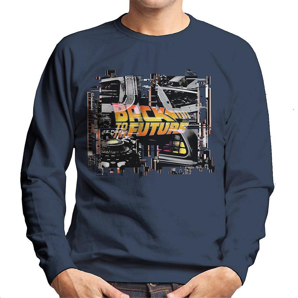 Back to the Future Delorean Montage Men's Sweatshirt Navy Blue Large