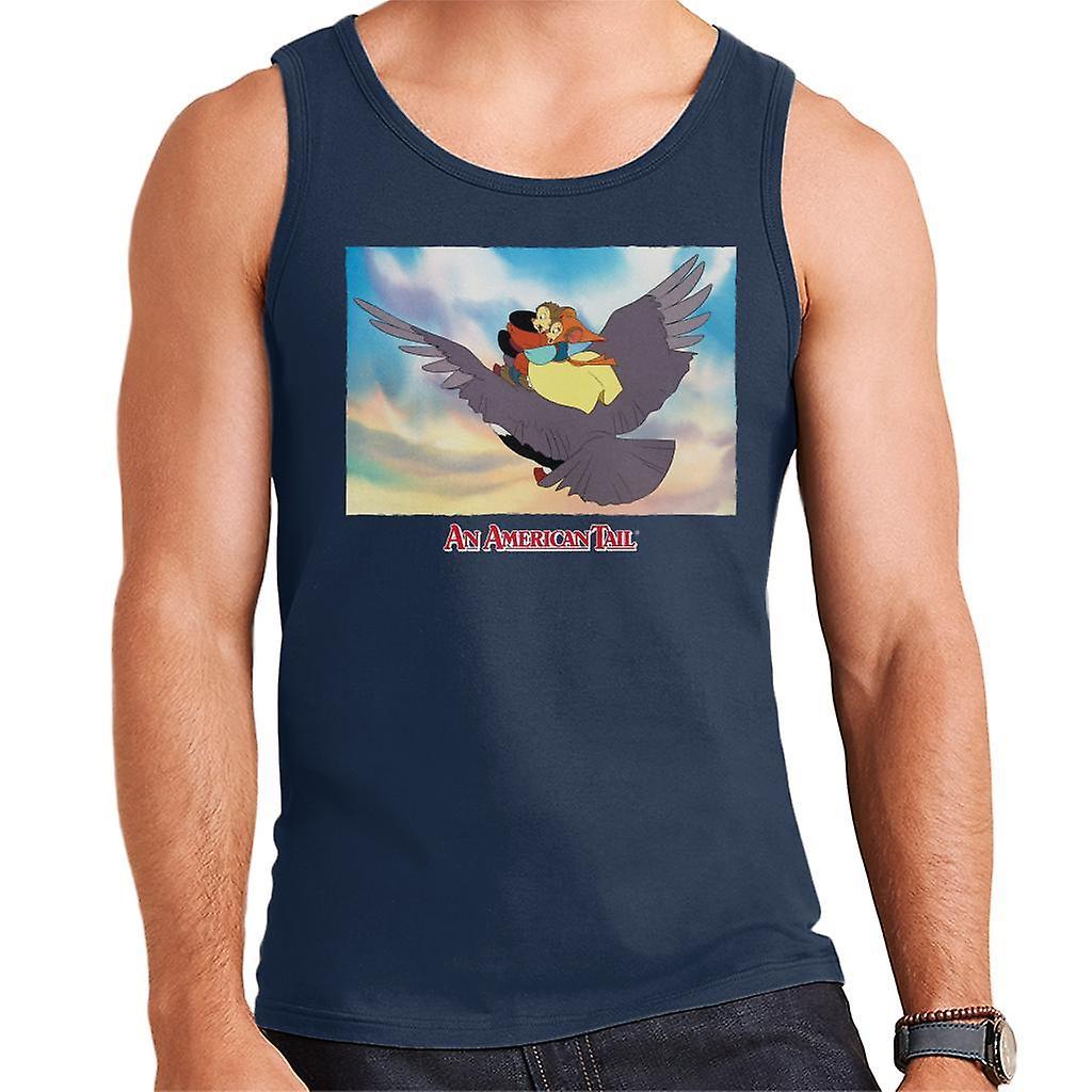 An American Tail Fieval And Tanya Flying  On Henri Le Pigeon Men's Vest Navy Blue X-Large