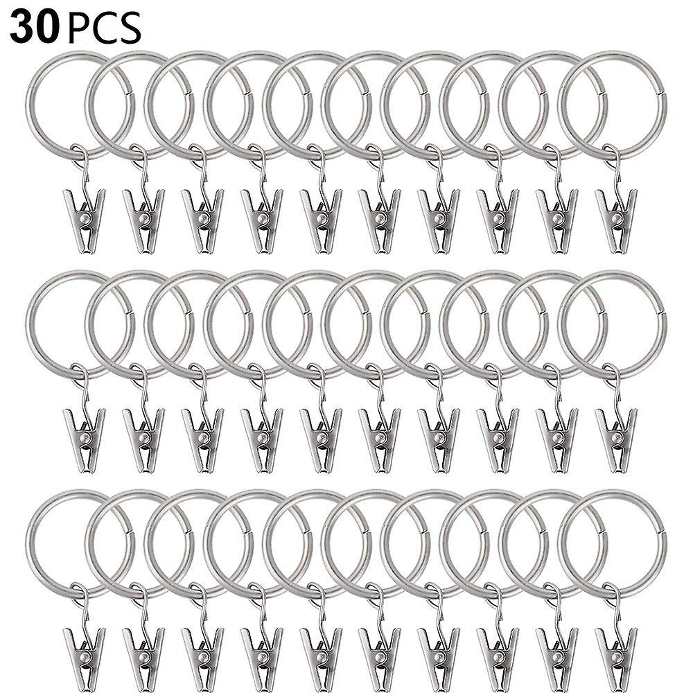 Joyful 30 Pcs Curtain Rings With Clips, Strong Drapery Clips Hooks On Tensio