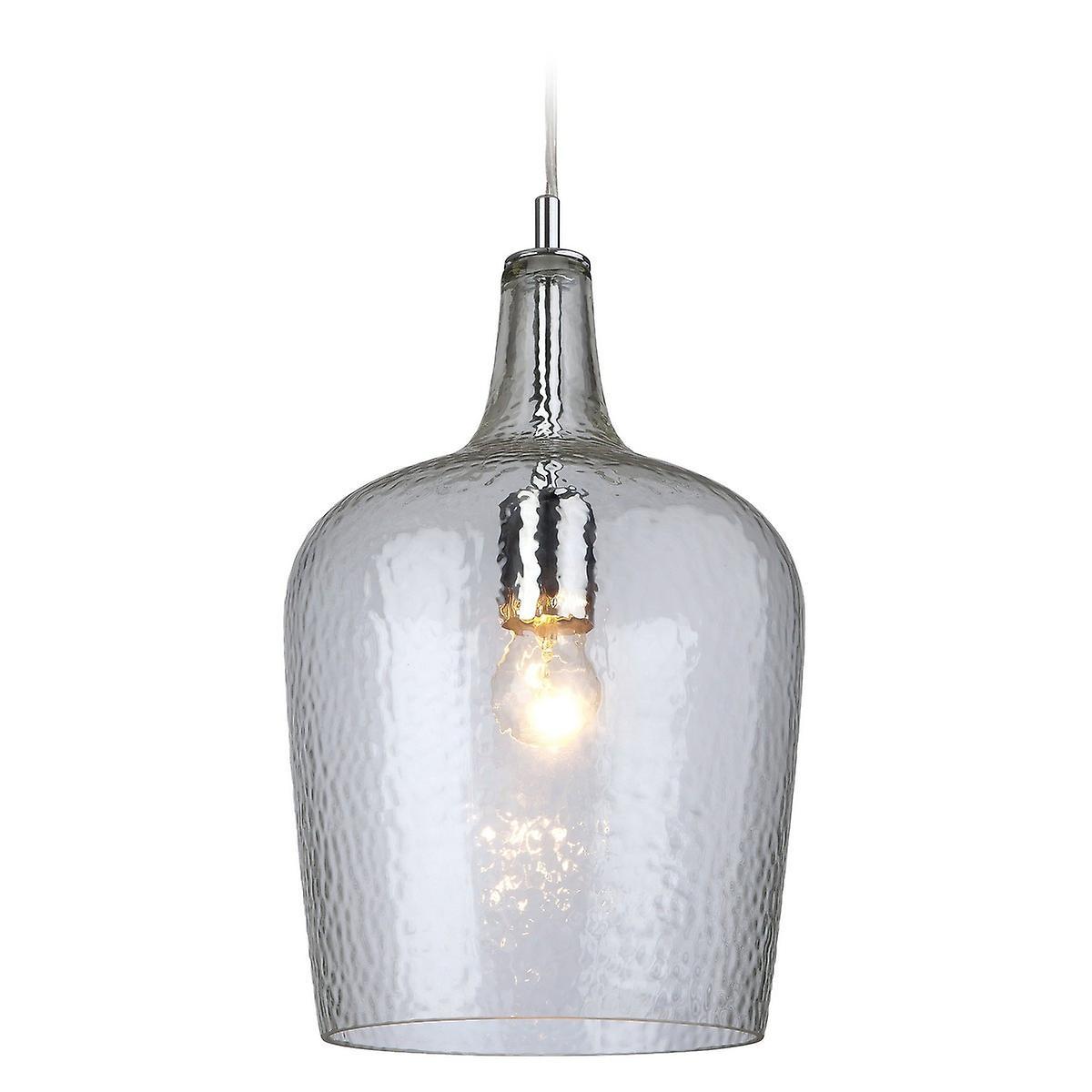 Firstlight Lighting Glass 1 Light Dome Ceiling Pendant Chrome, Clear Glass, E27