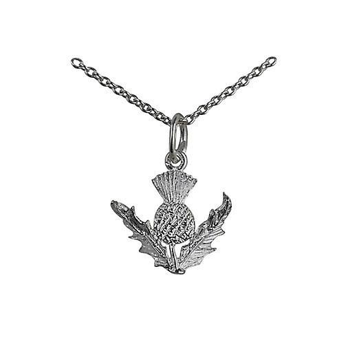 British Jewellery Workshops Silver 15mm Scotish Thistle Pendant with a rolo Chain 20 inches