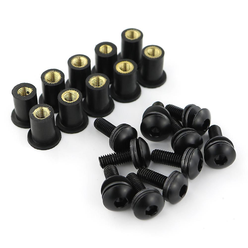 Roobeki M5*16 10 Pcs Windshield Windscreen Deflectors Bolts Kits Screws For Honda CBR600RR CBR1000RR CBR1100XX CBR600 CBR600 F3 F4 F4I Steel Black