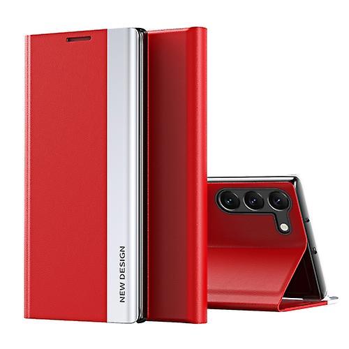 Unbrand For Samsung Galaxy S24+ 5g Side Electroplated Adsorption Leather Mobile Phone Case Red