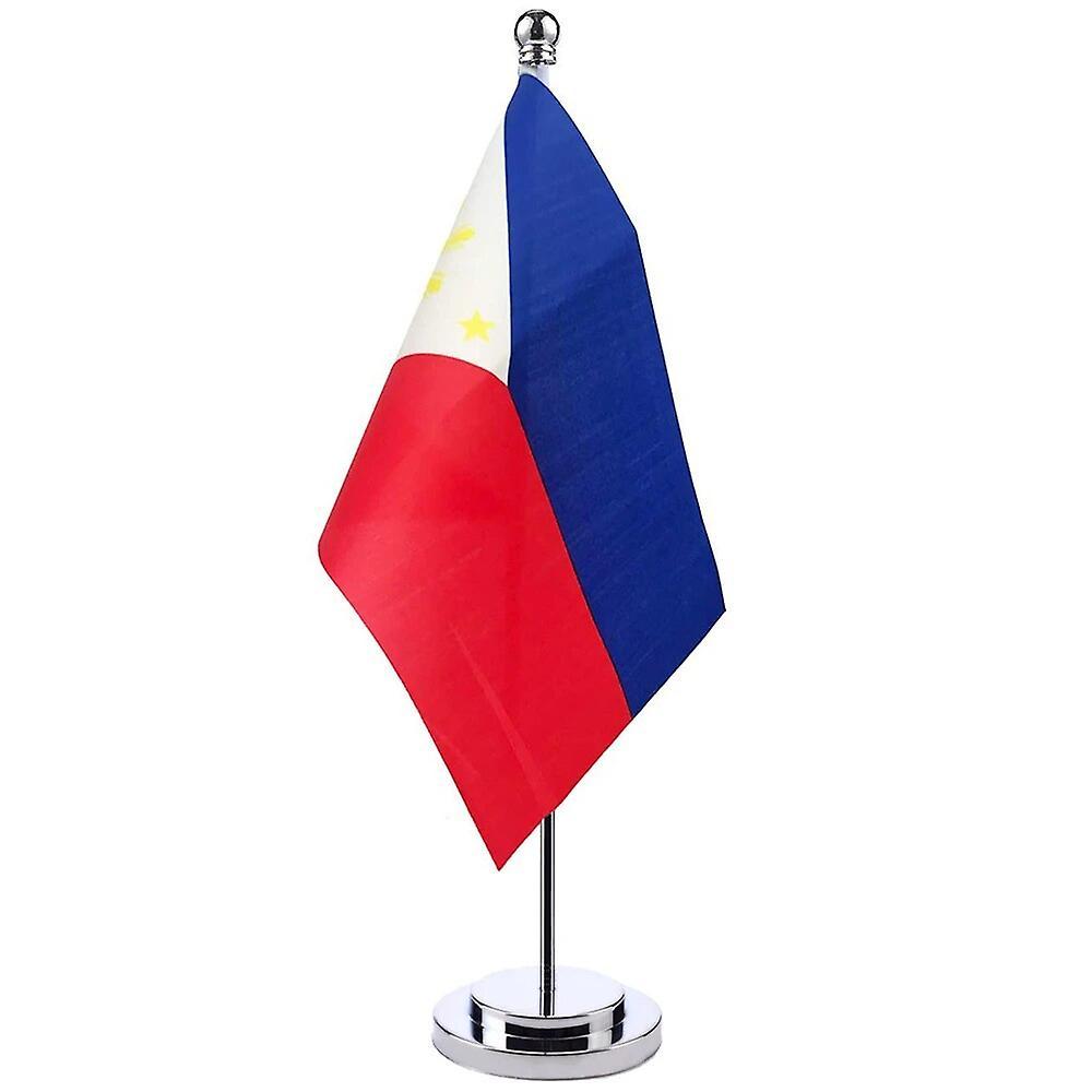 Scitoo 14x21cm Office Desk Flag Of Philippines Banner Boardroom Table Stand Pole The Pambansang Watawat Cabinet Flag Meeting Room Decor Philippines...