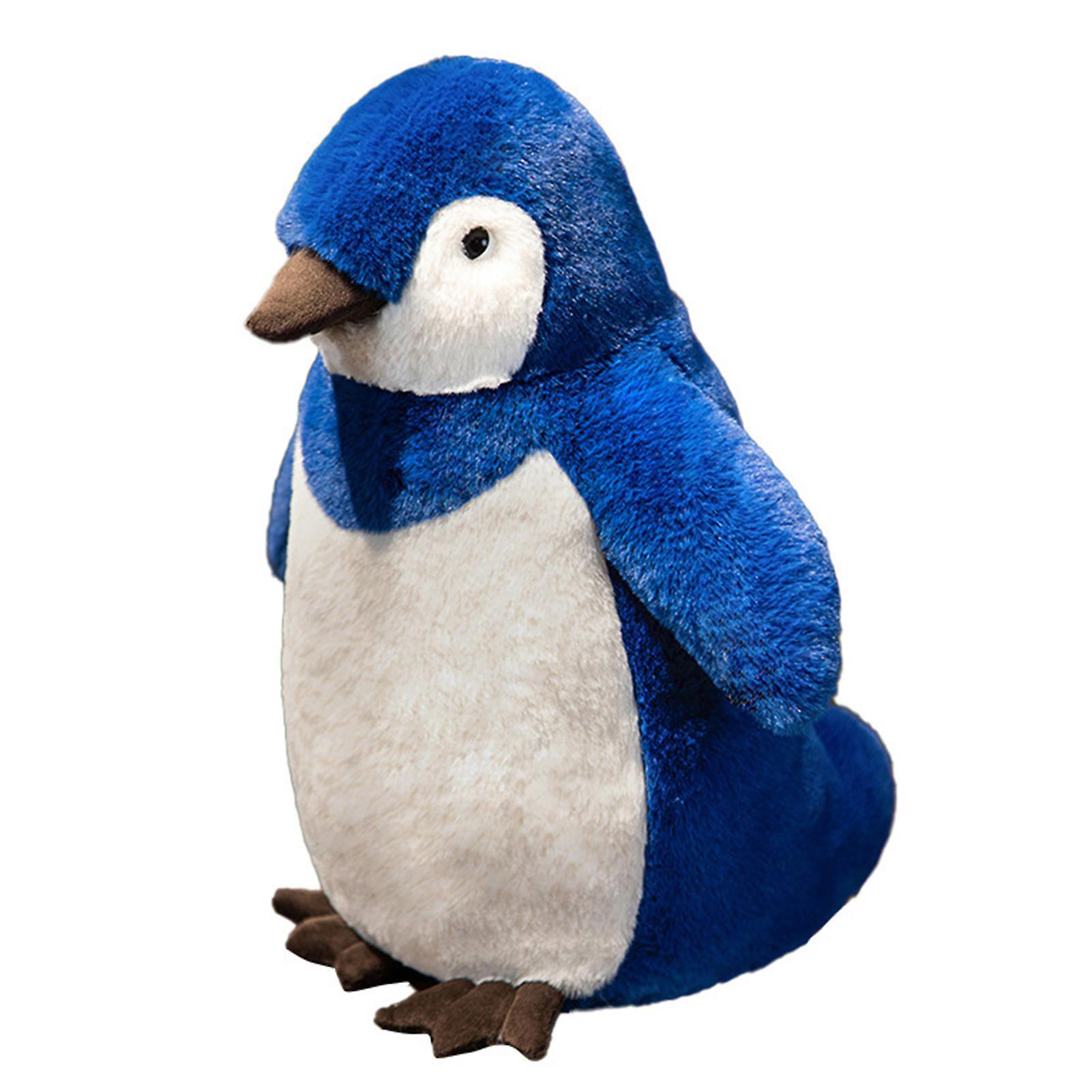 Remorui Penguin Plush Doll Fluffy Cozy Touch 3D Look Aquarium Animal Plushies Companion Throw Pillow Simulation Stuffed Animal Doll Blue L