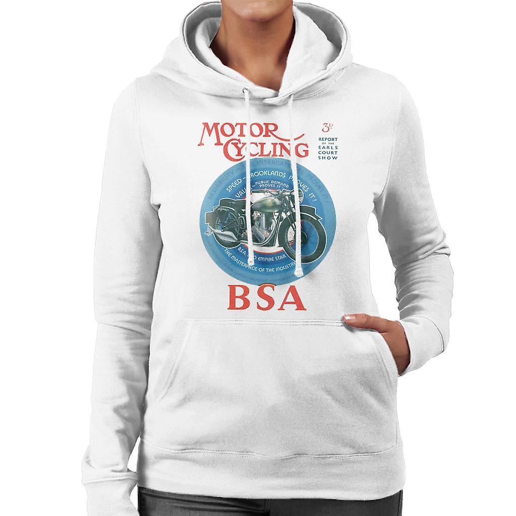 BSA Motor Cycling Empire Star Women's Hooded Sweatshirt White Large