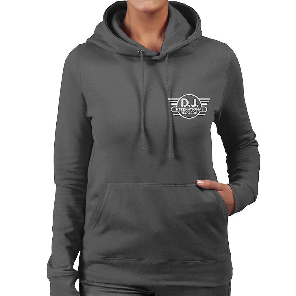 DJ International Records Classic Logo Women's Hooded Sweatshirt Charcoal Small