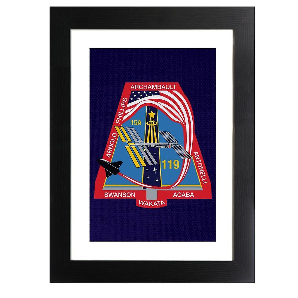 NASA STS 119 Space Shuttle Discovery Mission Patch Framed Print Navy Blue 39 x 52 cm