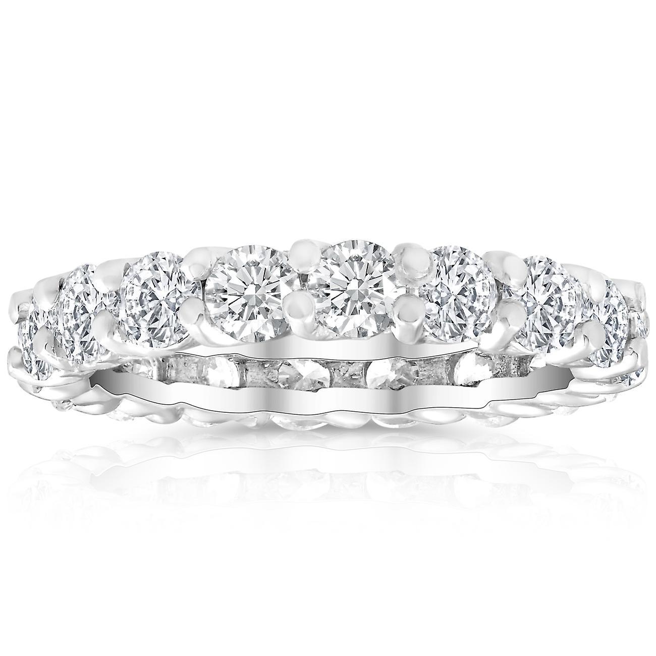 Pompeii3 2 Ct Lab Created Moissanite Eternity Ring Womens Wedding Band 14k White Gold 7.5