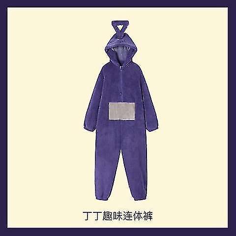 Cryin New Teletubbies Costume Adults Lala Tinky Winky Onesies Cosplay Christmas Pajamas Pyjamas Halloween Animal Sleepwear Jumpsuit Tinky Winky Cos...