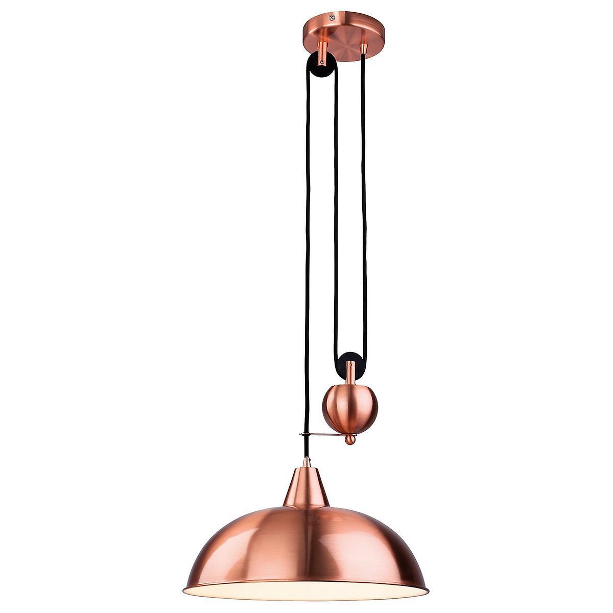 Firstlight Lighting Century 1 Light Rise & Fall Dome Ceiling Pendant Brushed Copper, E27