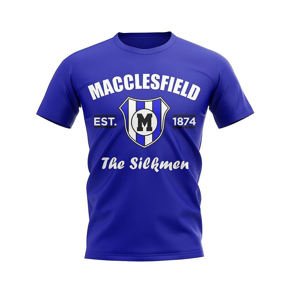 UKSoccerShop Macclesfield Established Football T-Shirt (Blue) XLW