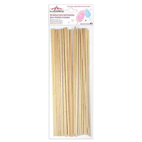 ScrapCooking Reusable wooden sticks for candy floss Brown