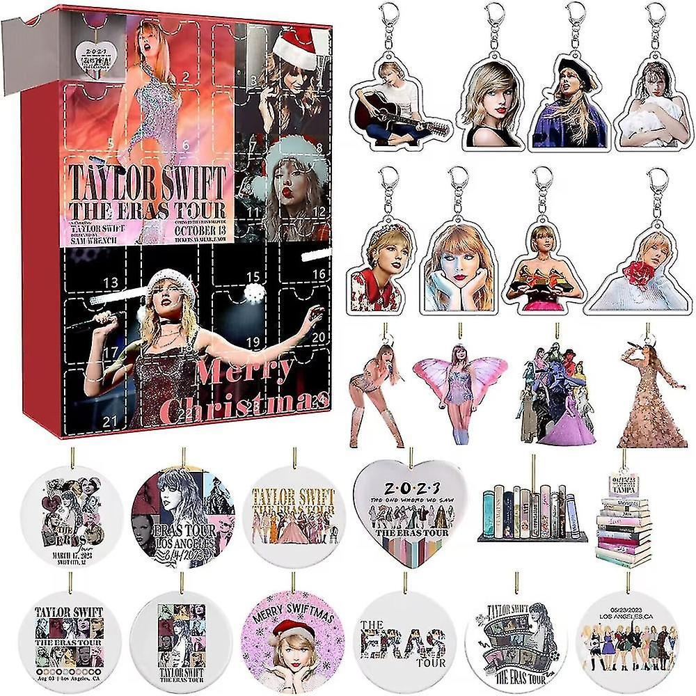 Jnnjv Taylor Swift The Eras Tour Christmas Advent Calendar 2023,24 Days Countdown Calendar Xmas Ornaments Keychains