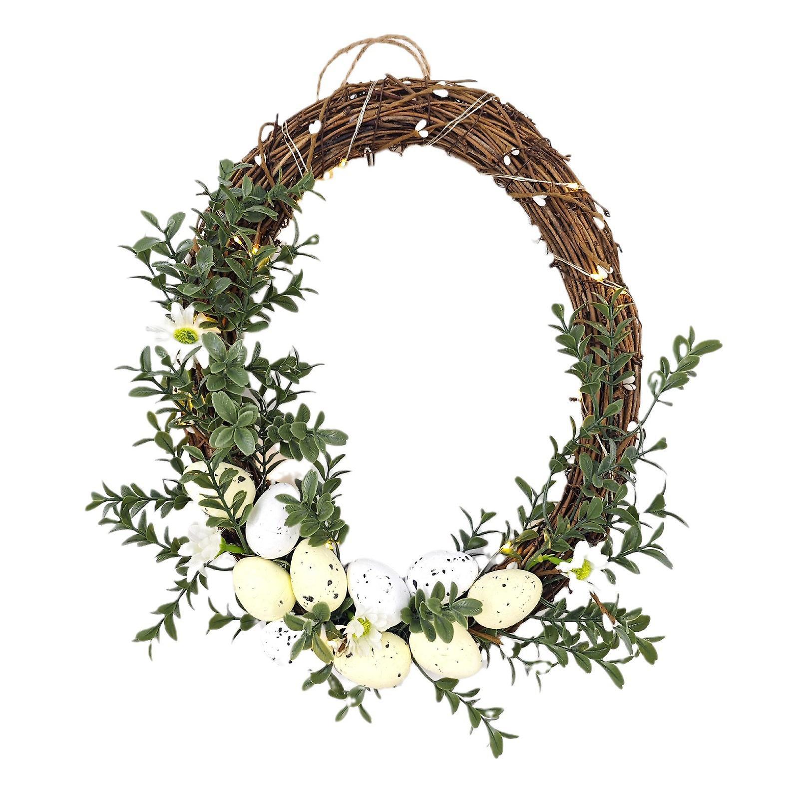 Baodan Easter Wreath Rabbit Ear Decoration Door Hanging Vines Wreath eierfarben ostern D