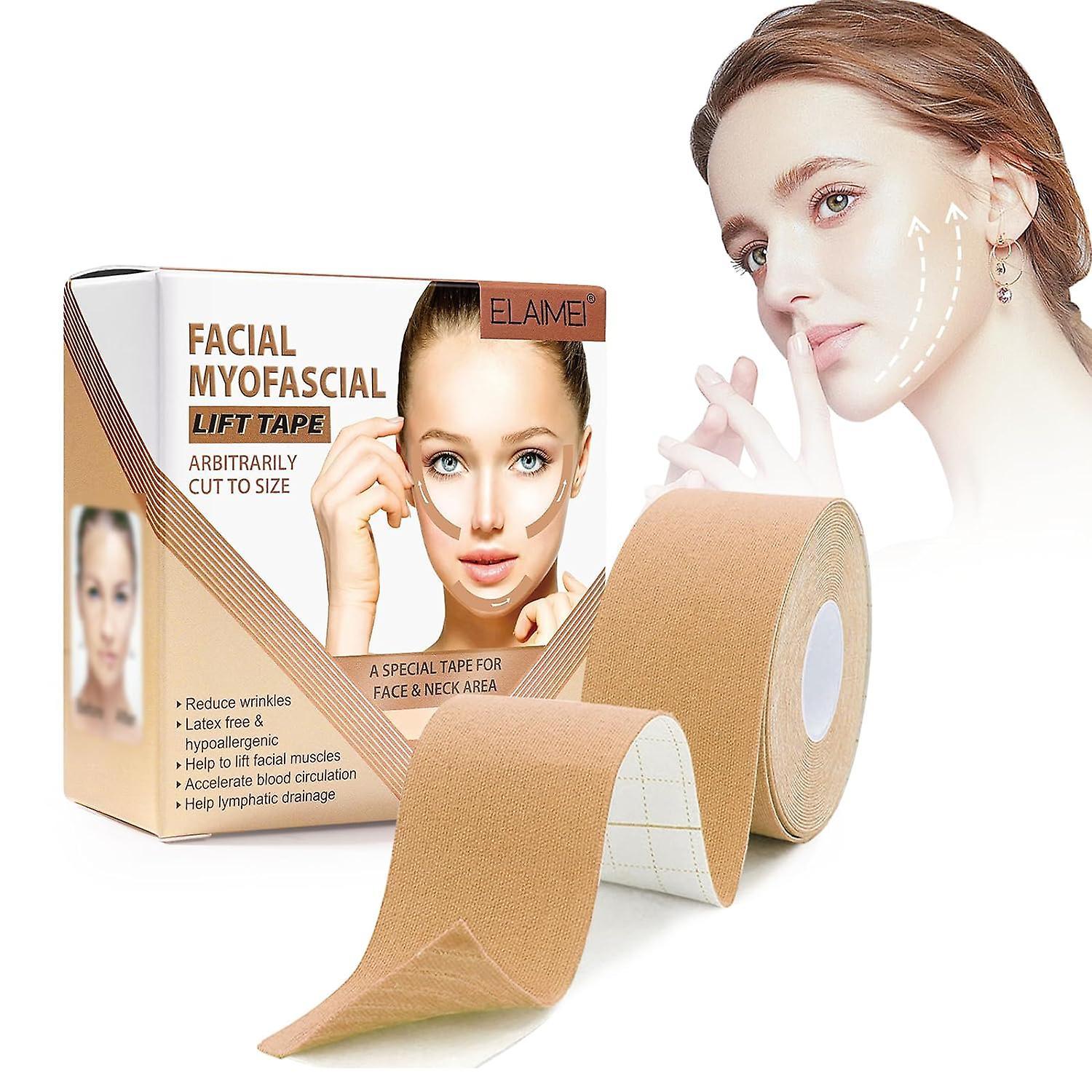 Frusde Face Lift Tape, Face Tape Facial Myofascial Lift Tape Anti Wrinkle Patches, Face Toning Belts For Firming Tightening Skin 2.5 cm x 5 m 2pcs