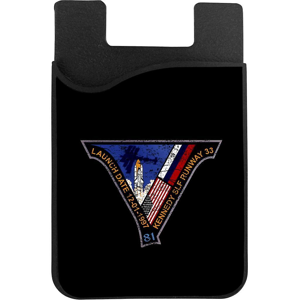 NASA STS 81 Atlantis Mission Badge Distressed Phone Card Holder Black 5.5cm x 8.5cm