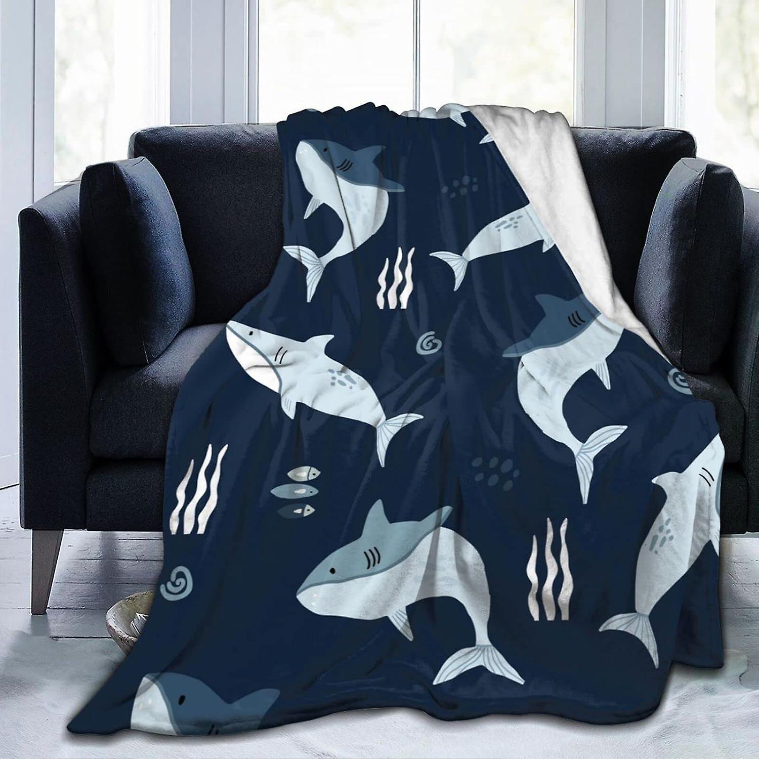 Kerota Throw Blanket Sharks Flannel Blanket Soft And Comfortable Single Blanket Washable Anti-pilling For Sofa Couch Bedroom 50"x40" 50x40in 125x100cm