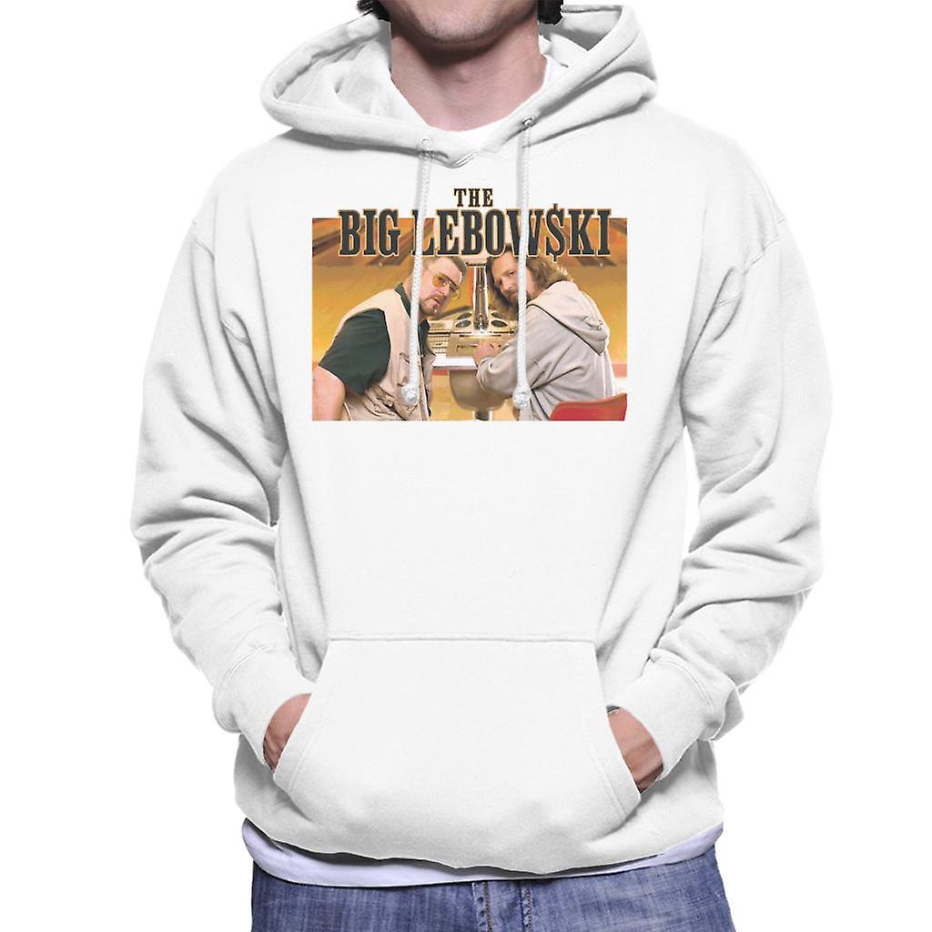 The Big Lebowski The Dude And Walter Bowling Alley Men's Hooded Sweatshirt White X-Large