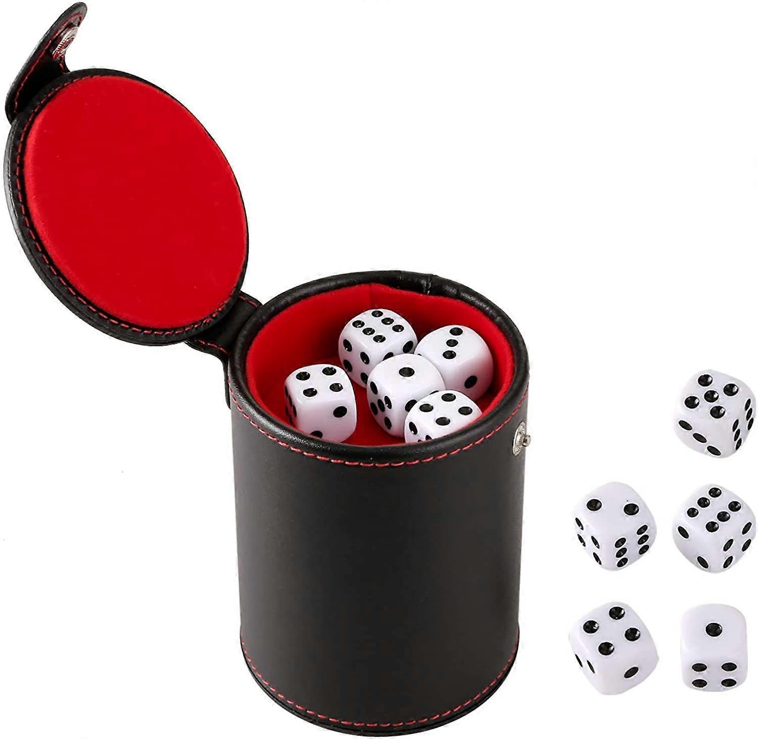 Elsavct Dice Cup Set with 10 Dices Leatherette Professional Dice Cup with Lid for Playing Games, Yahtzee, Casino, Farkle