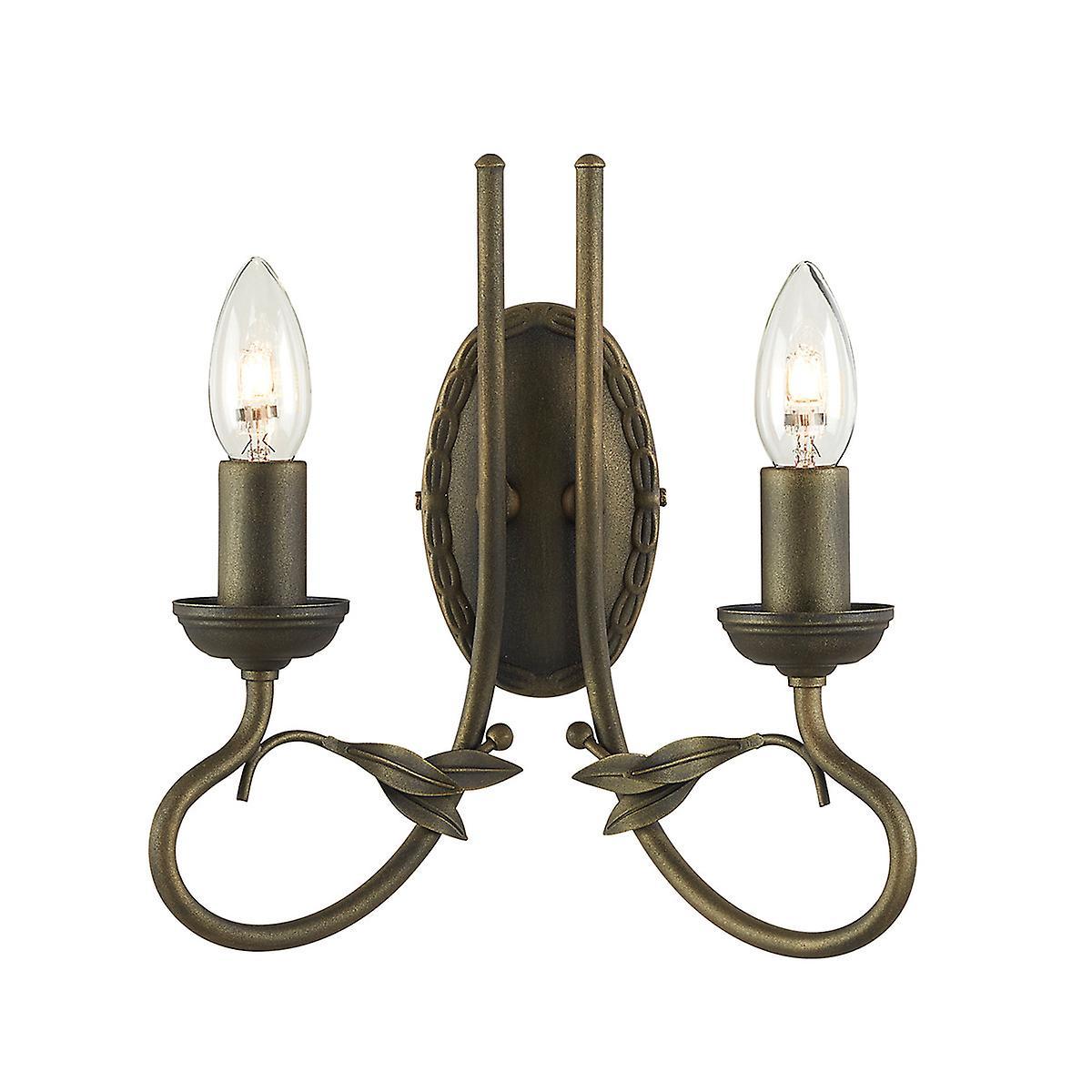 Olivia 2 Light Indoor Candle Wall Light Black Gold E14