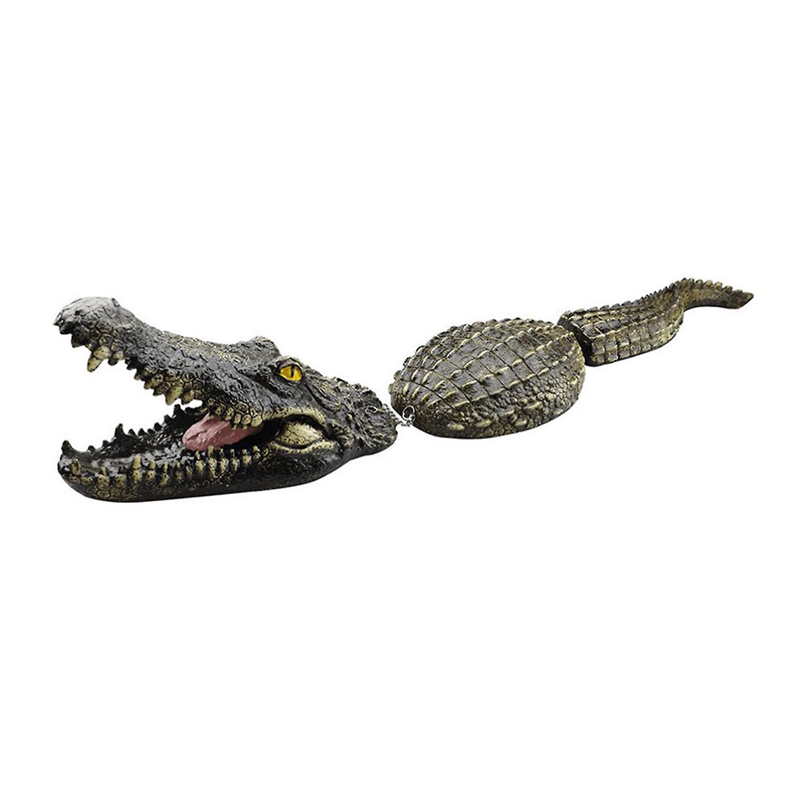 Leadrop Crocodile Figurines Realistic Resin Crocodile Floating Outdoor Statues for Garden Grey