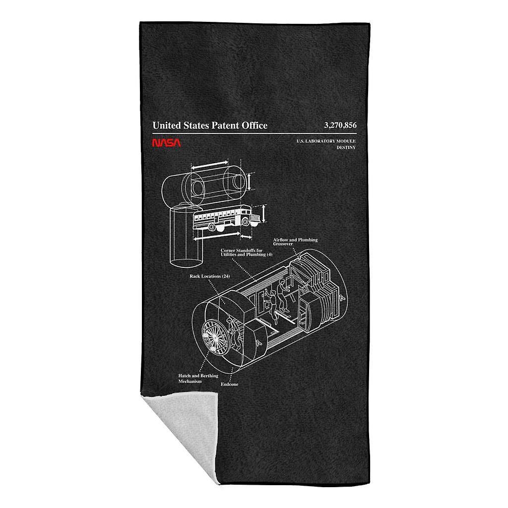 NASA US Laboratory Module Destiny Blueprint Beach Towel Black 70 x 140cm