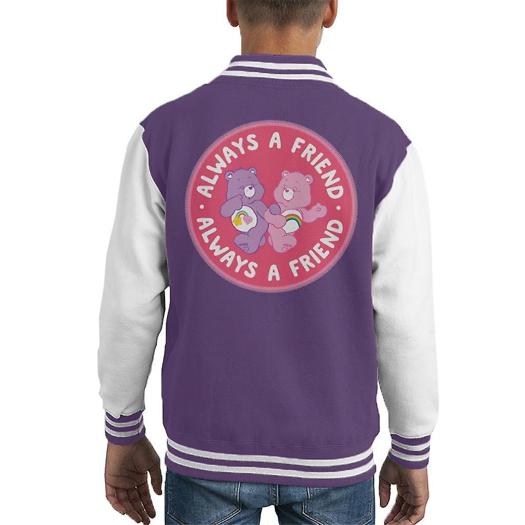 Care Bears Cheer Bear And Best Friend Bear Always A Friend Kid's Varsity Jacket Purple/White X-Large (12-13 yrs)