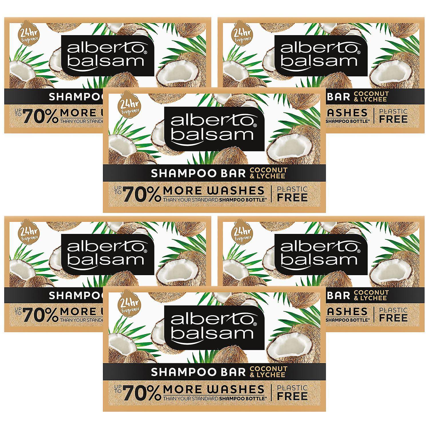 6pk 75g Alberto Balsam Coconut & Lychee Shampoo Bar with Argan oil Plastic Free Travel Size