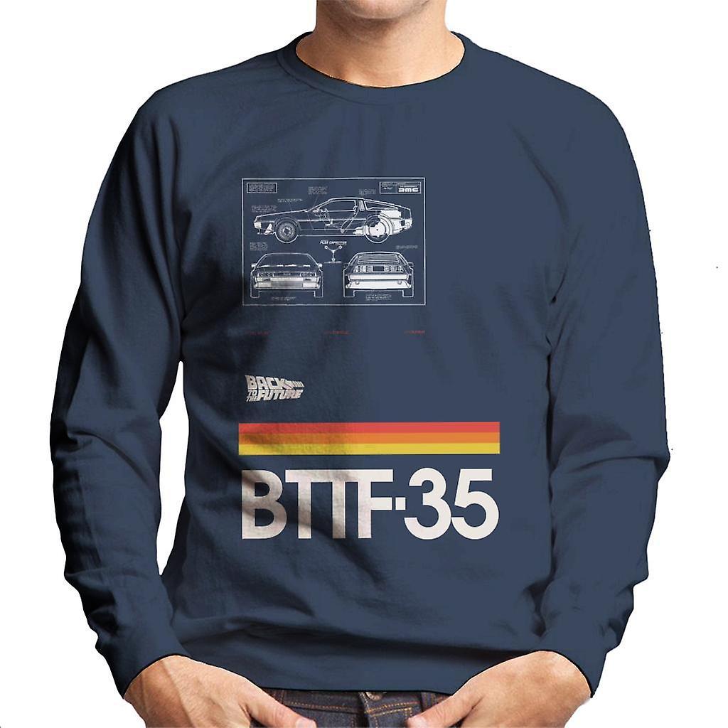 Back to the Future 35th Anniversary Delorean Notes Men's Sweatshirt Navy Blue Small