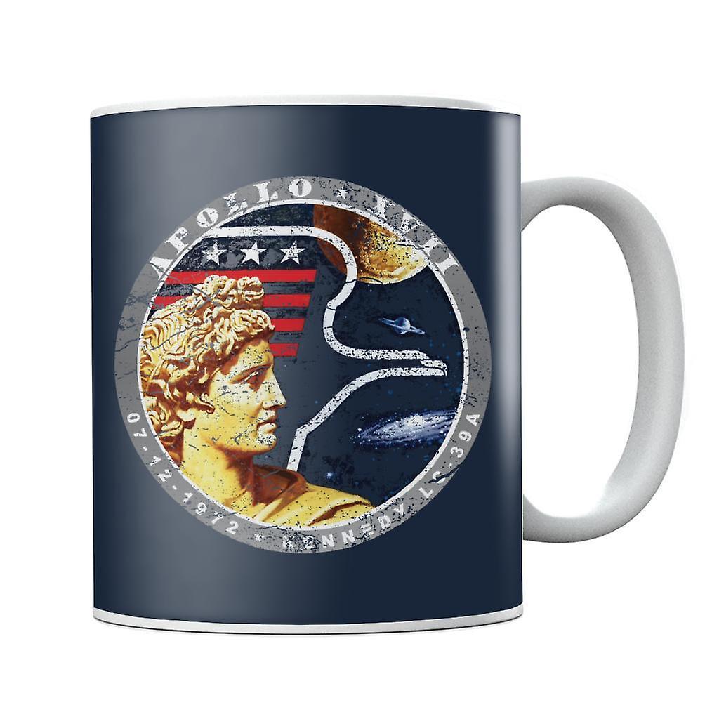 NASA Apollo 17 Mission Badge Distressed Mug Navy Blue 10oz