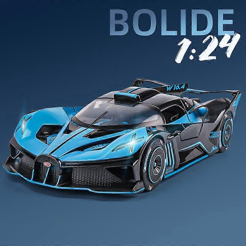 Toy Cars 1:24 Bugatti Bolide Alloy Sport Car Model Diecasts  Toy Metal Super Car Model Simulation Sound Light Collection Childrens Gift Blue