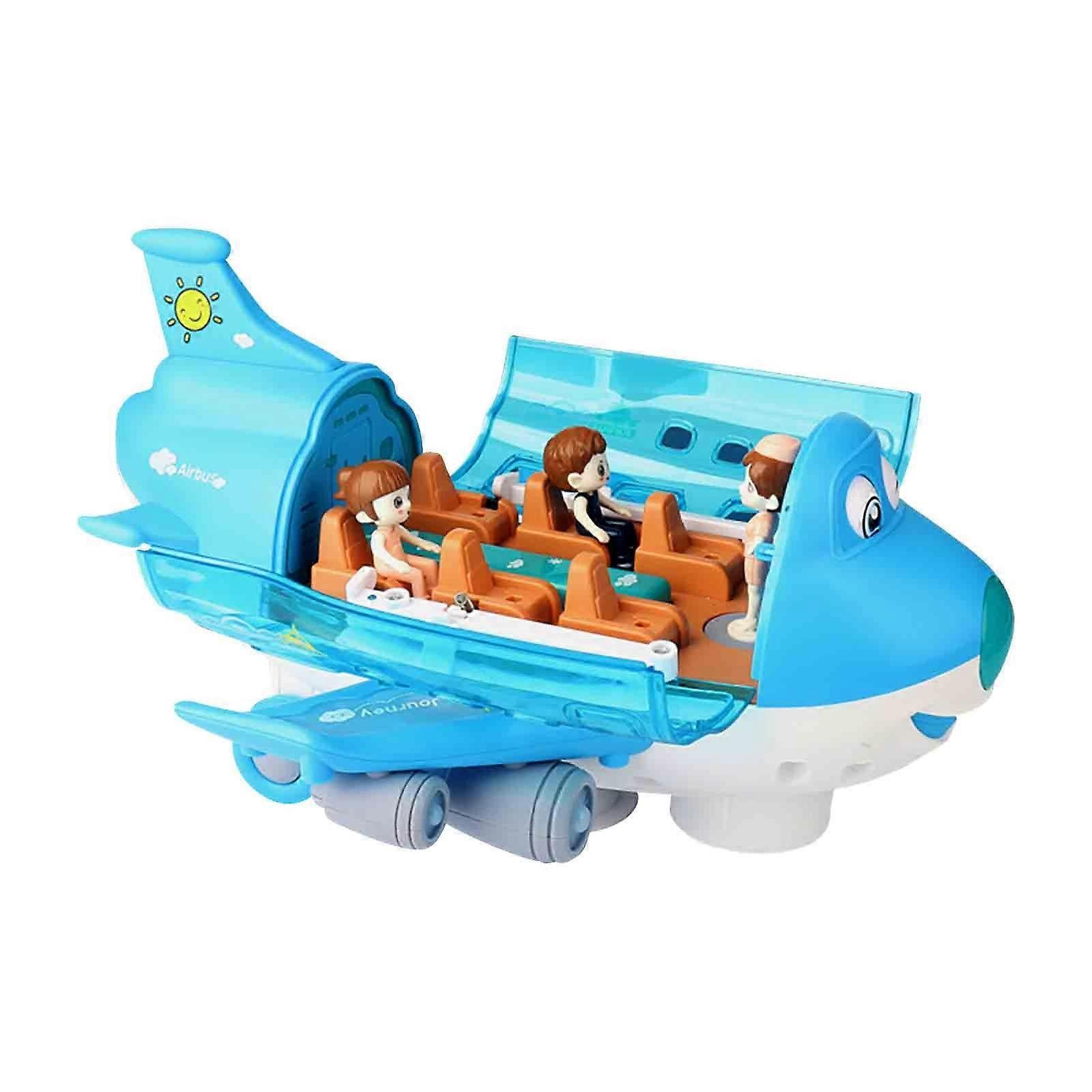 Taishh Airplane Simulation Model Music Lights 360 Rotating Children's Electric Toy Airplane Blue