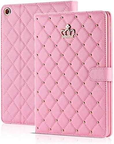 Baiccf Ipad 10/2022 Pu Leather Case, Cute Crown Bling Diamond Rhinestone Smart Auto Sleep/wake With Kickstand Flip Shockproof  (pink)