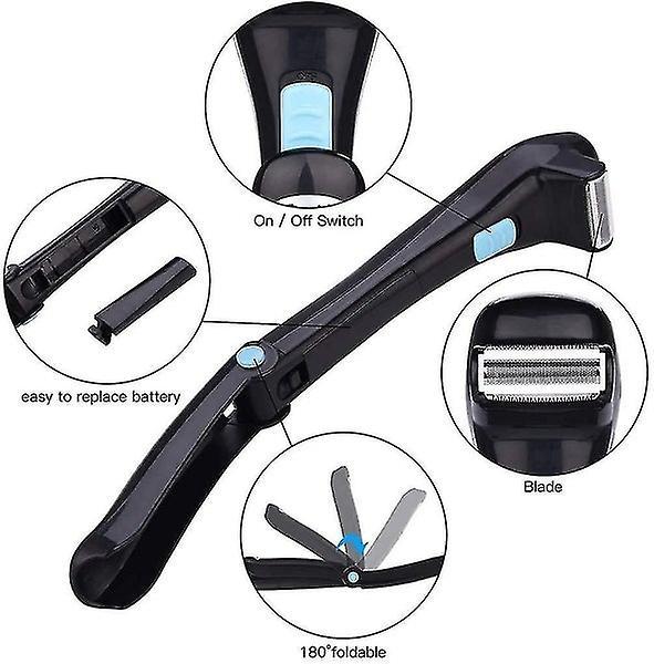 Hsmy Cordless Electric Back Hair Shaver for Men - Foldable Body Groomer