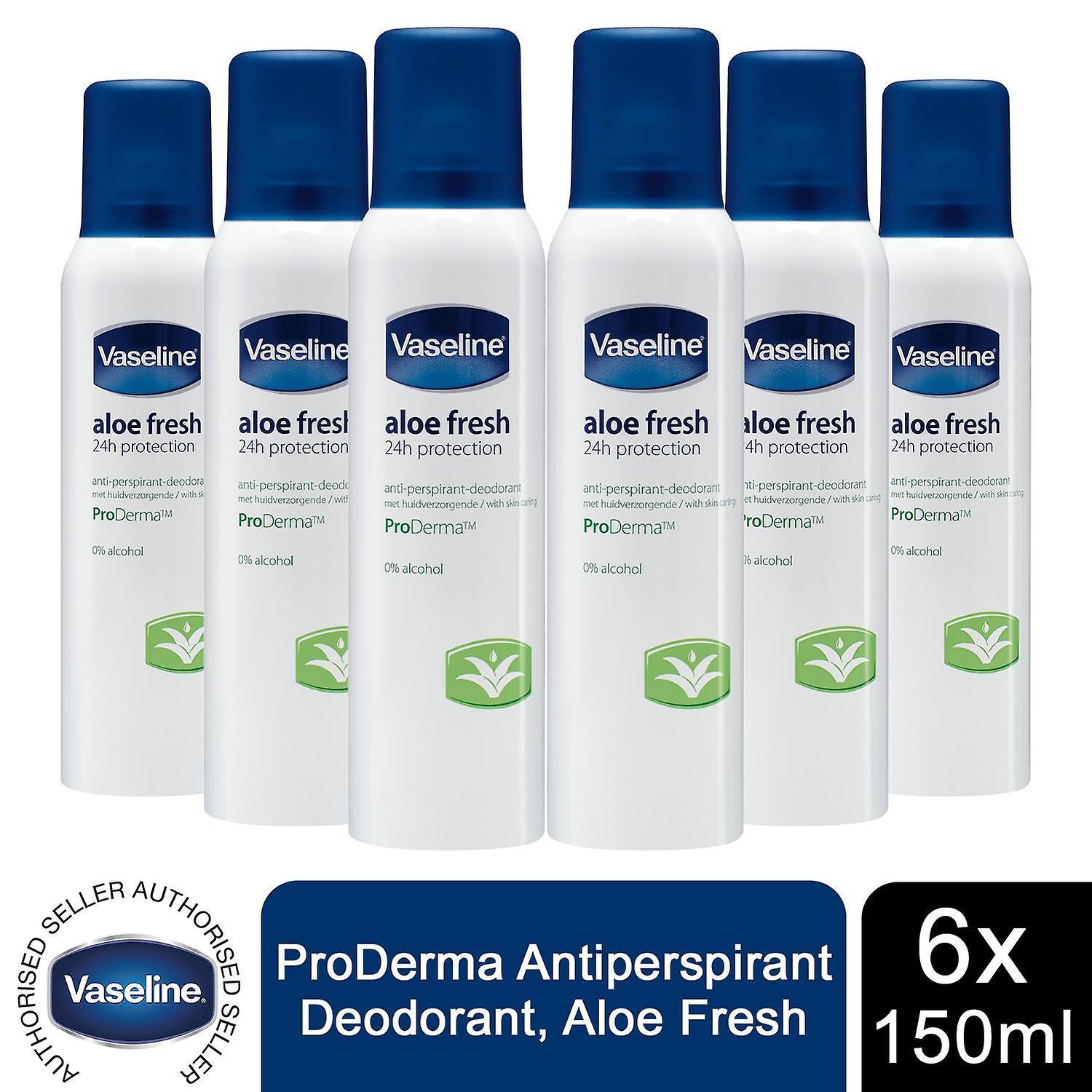 6x of 190ml Vaseline Proderma Anti Perspirant Deodrant, Aloe Fresh Skin Care