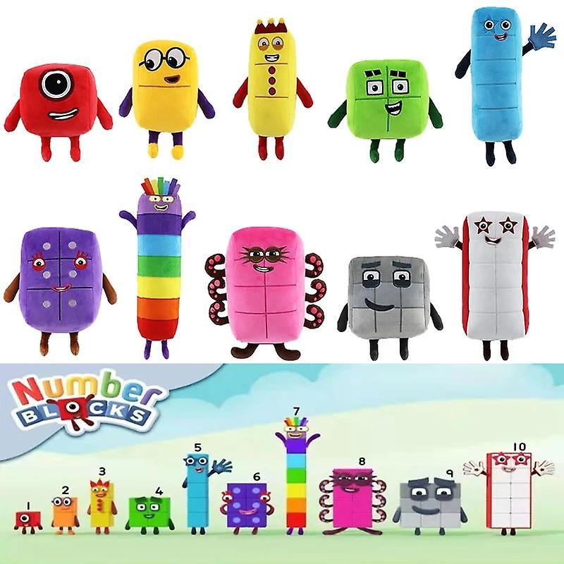 Htclv 10pcs/set Numberblocks Plush Toys Educational Stuffed Number Blocks Toys Cartoon Figure Stuffed Plushies Children Gift Five 28cm