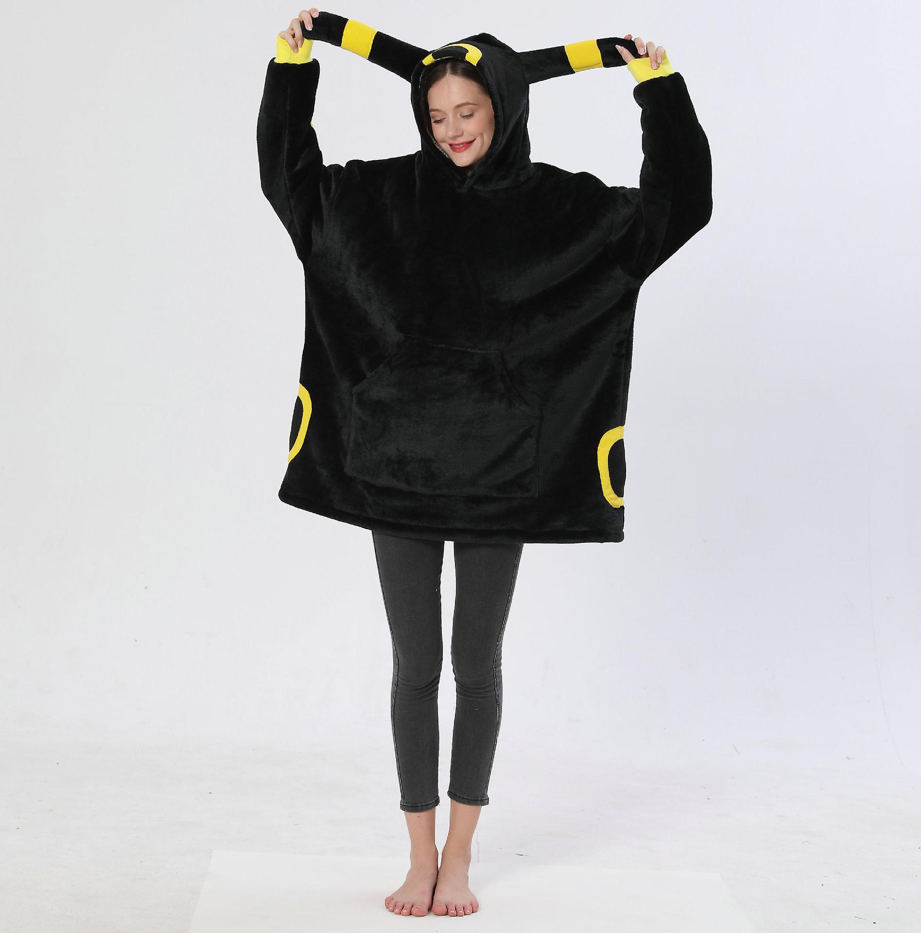 ILWHE Umbreon Blanket Hoodie Cartoon Huggle Hoodie Oversized Sherpa  Blanket