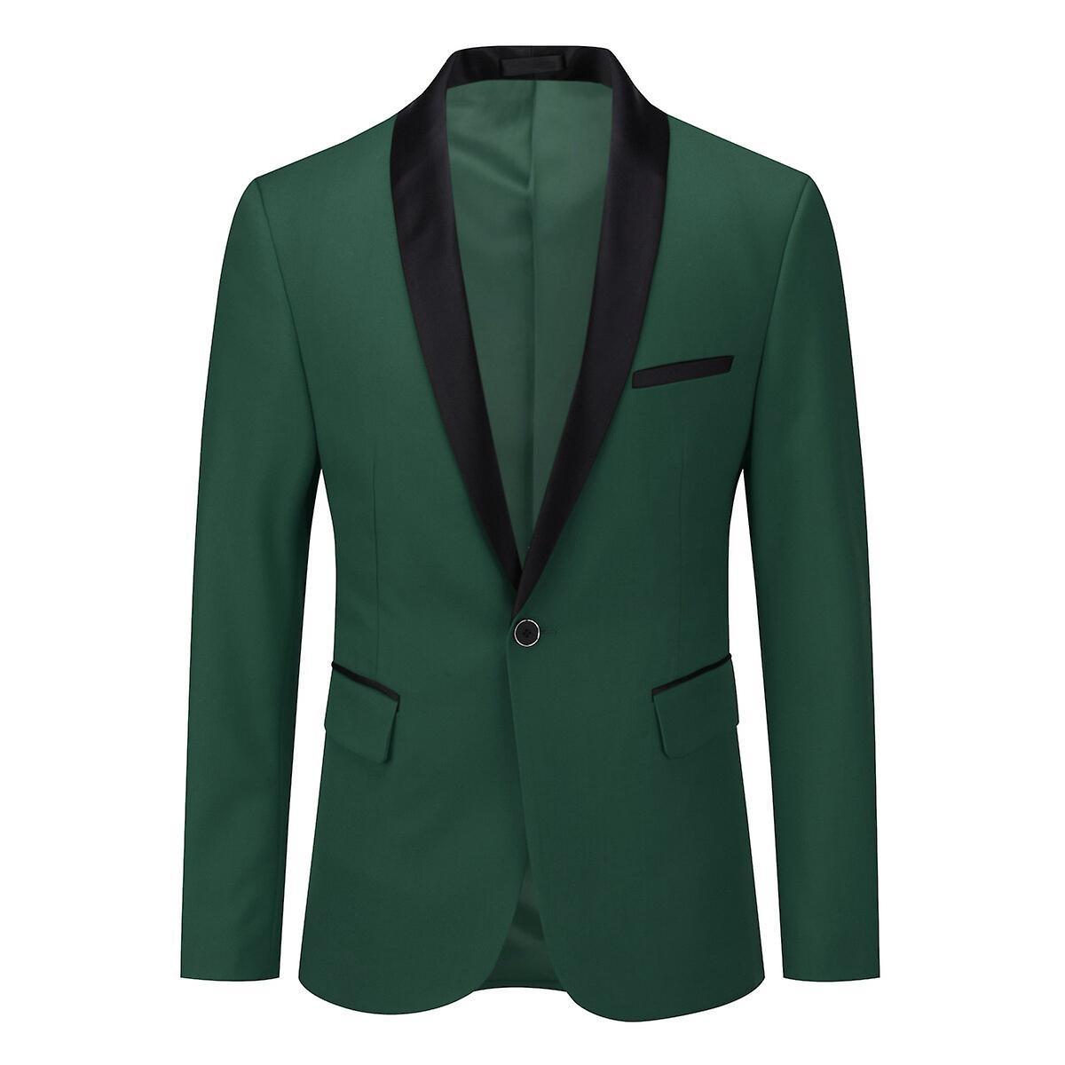 Sliktaa Mens Business Slim Fit Wedding Party Blazer Green S