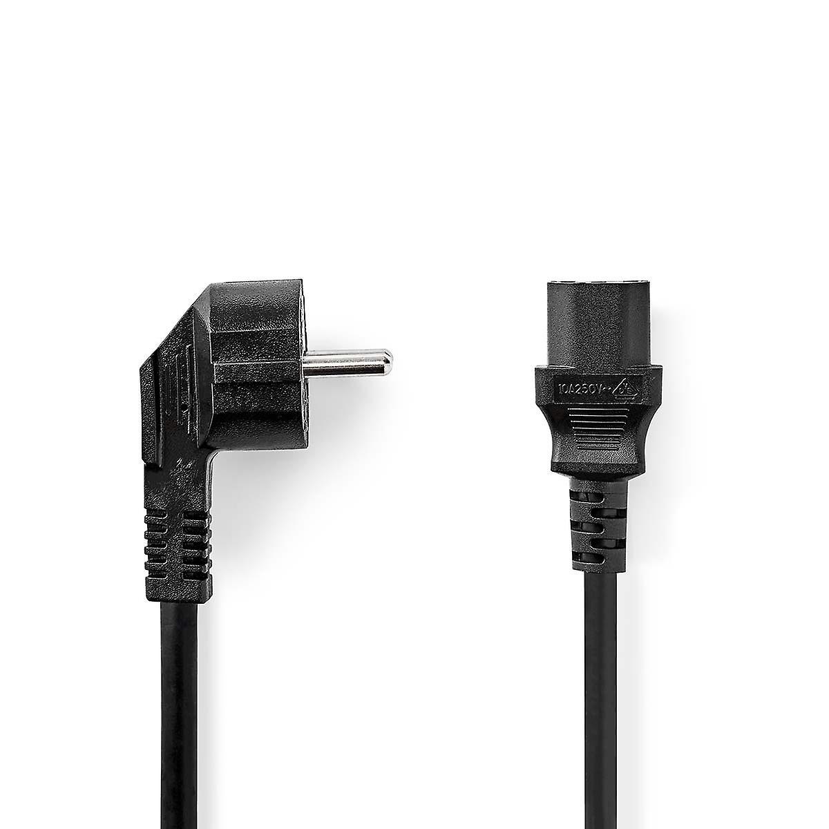 Nedis Power Cable | Power Plug Male | IEC-320-C13 | Angled | Straight | Nickel Plated | 2.00 m | Round | PVC