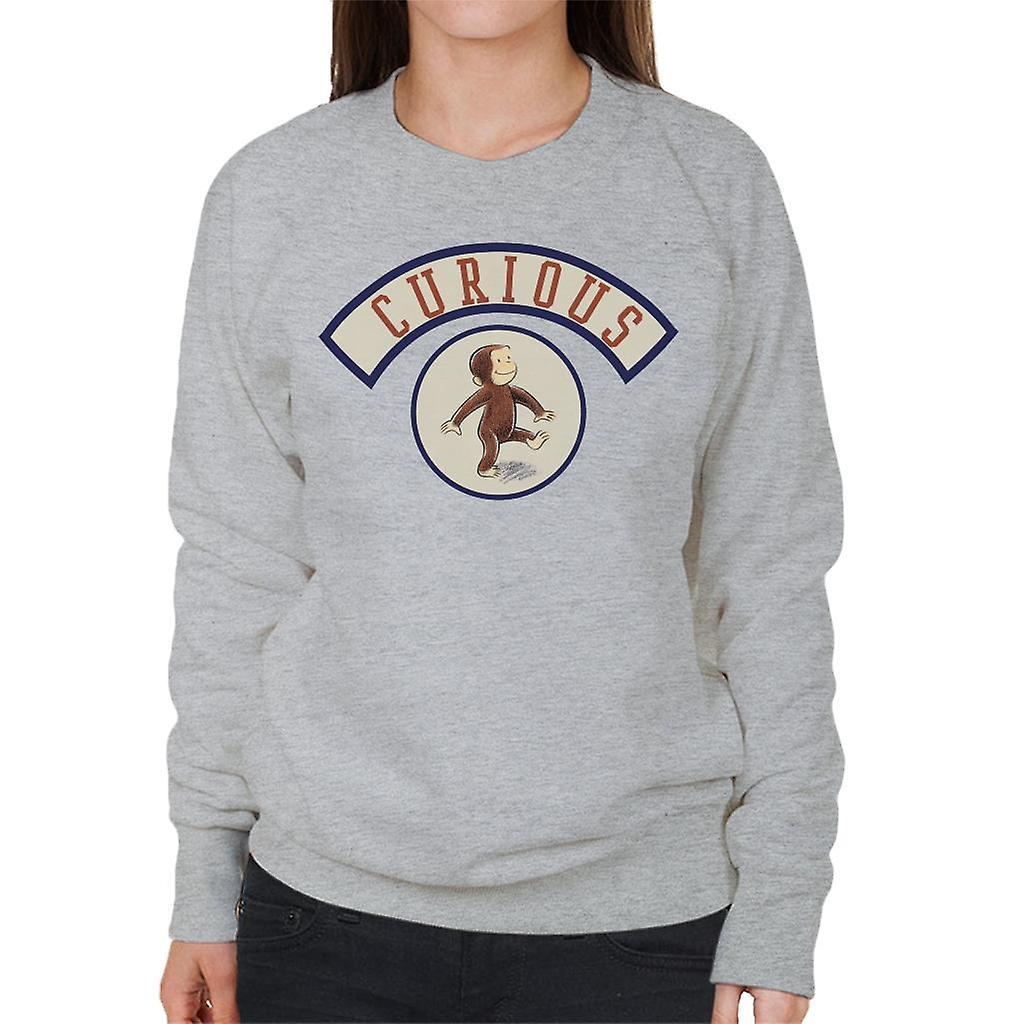 Curious George Cute Walking Women's Sweatshirt Heather Grey Large